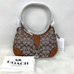 Coach Hamptons Hobo Bag In Crystal Signature Jacquard CW654 NWT
